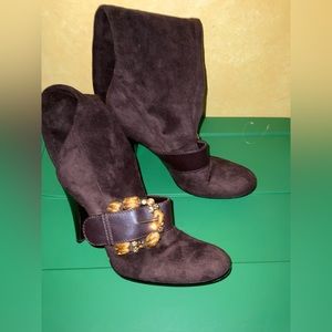 Casadai jeweled buckle brown suede stretch boots EU 38 7/ 7.5